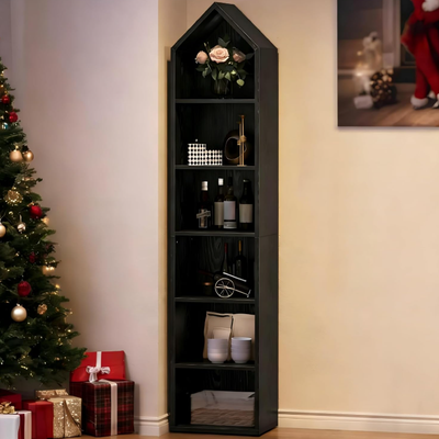 Tall Narrow Bookshelf, Modern Open 5 Tier Bookcase, Wooden Shelf Stand for Small Spaces, Display Shelving Storage Rack for Bedroom, Living Room, Home Office